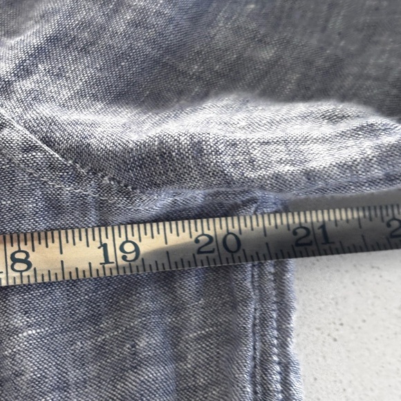 CP Shades Blue Gray Button-Up Linen Blouse - Picture 6 of 10